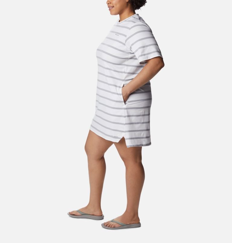 Women's Columbia Sun Trek T-Shirt Dress Stripe | Plus Size CA-K1C30